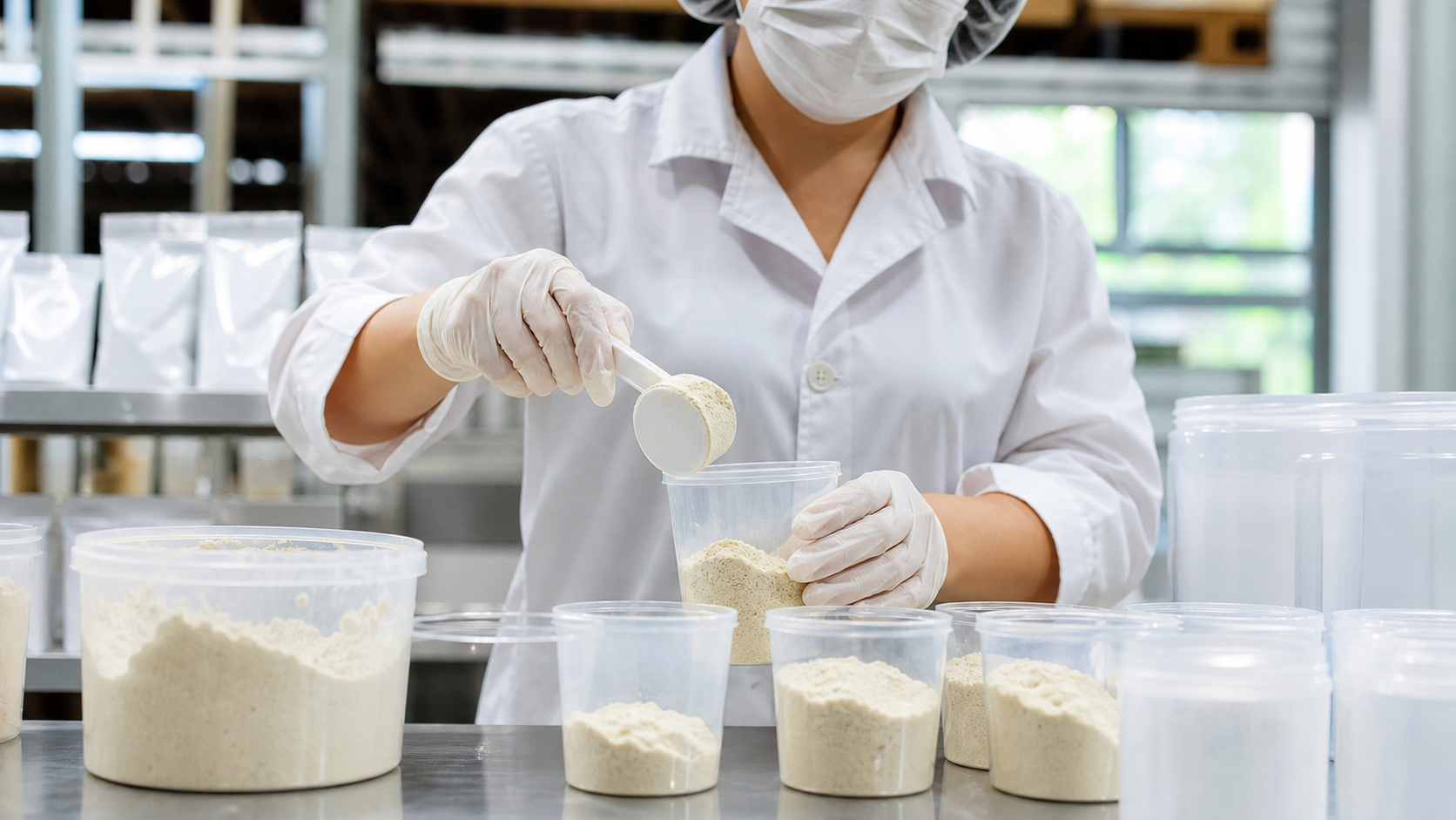 Sampling cups and measuring products in a retail production setting