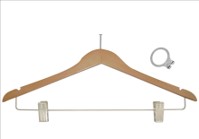 Anti-Theft Wooden Female Hanger - Natural 44cm (Glossy Finish)